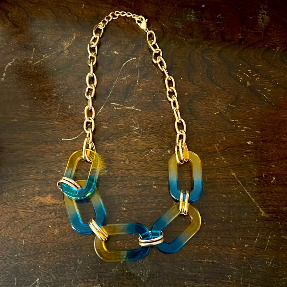 Anthropologie Gold and Blue Necklace